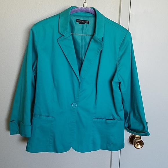 Covington Jackets & Blazers - Turquoise cotton single button blazer